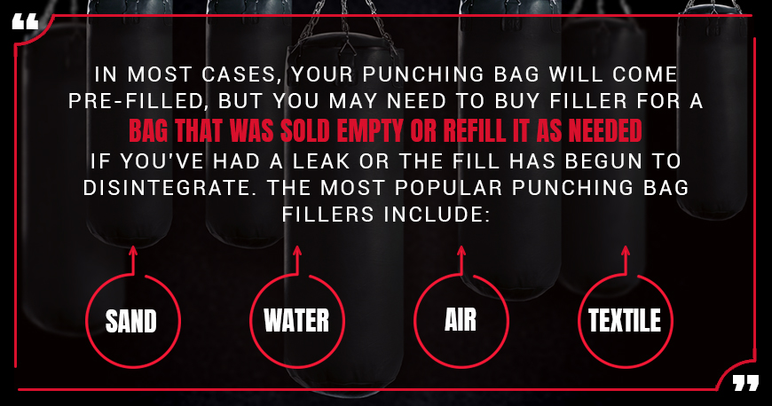 Materials that you can use to fill an unfilled heavy punching bag