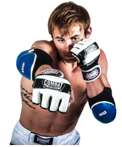 MMA Gear: MMA Competition gloves in use on a fighter.