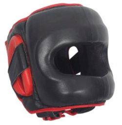 Red and Black Face Saver Headgear featuring mouth bar.
