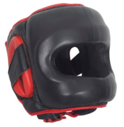 red and black headgear