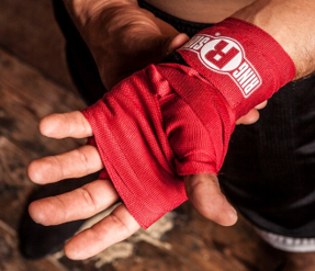 hand wearing ringside handwraps