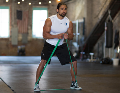 man using resistance band