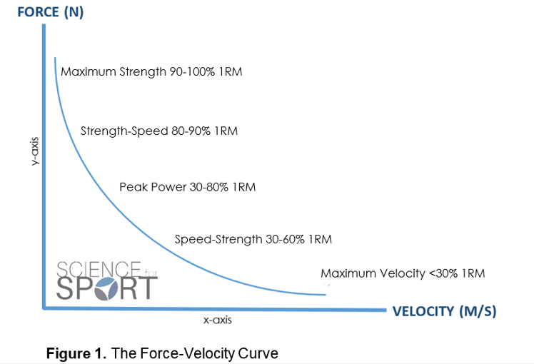 the force velocity curve with force on the x-axis and velocity on the y-axis