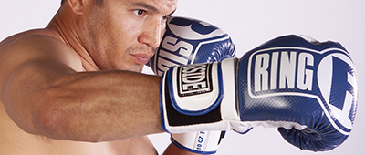 Best boxing gloves: blue and white apex boxing bag gloves