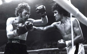 Salvador Sanchez lands a blow against an opponent.