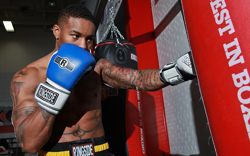 Hitting the heavy bag to build endurance.