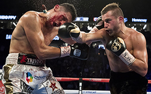 David Lemieux hammers and opponent with a powerful right hook.